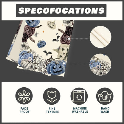 XCHI Spooky Blue Pumpkin Halloween Table Runner Party Table Decoration for Home Kitchen Dining Holiday Decor 13x90 Inch