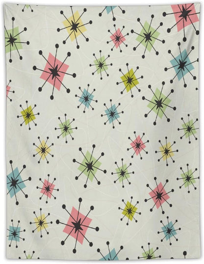 ICMOLYYENLO Abstract Cat Tapestry, Medieval Abstract Atomic Star Cat Vintage Home Wall Hanging Art Tapestry for Bedroom Living Room Dormitory 60x60 Inch