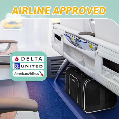 Small Pet Carrier 18" L x 11" W x 11" H Airline Approved, Black | for Delta/American/United Airlines, Lockable Safety Zippers and Anti-Scratch Mesh, Pets Under 10 lbs