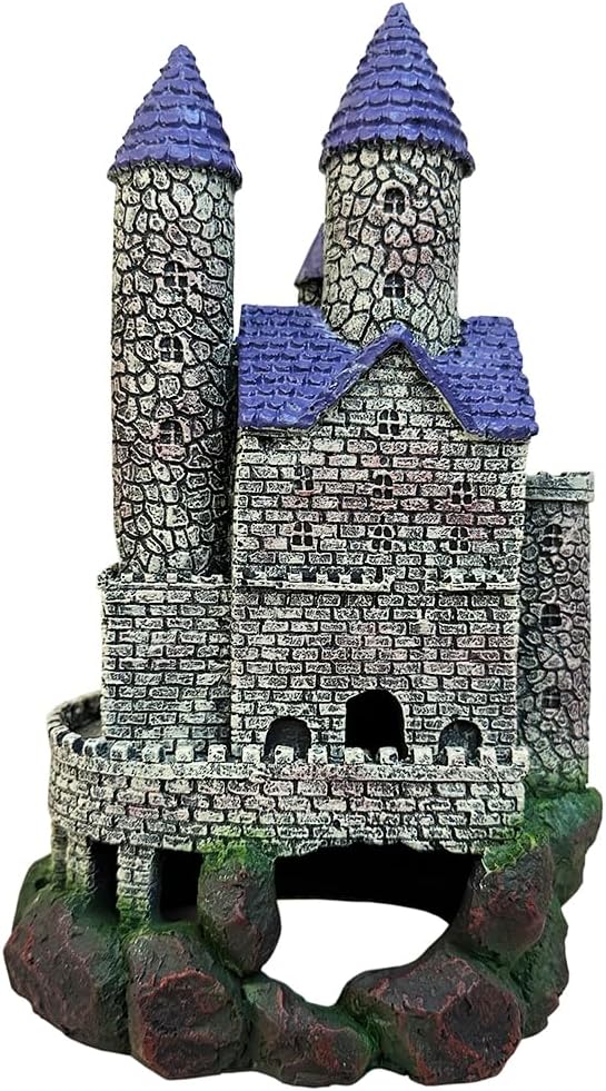SLOCME Aquarium Middle Ages Resin Castle Decorations - Fish Tank Gothic Castle Hiding Cave Ornament