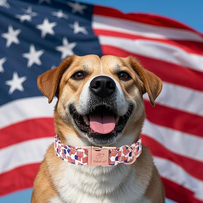 American Flag Dog Collar - 4th of July Dog Dog Collars for Small Dogs, Adjustable Independence Day Metal Buckle Patriotic Dog Collar S