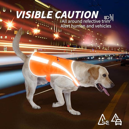 Reflective Dog Vest for Medium Large Breeds, High Visibility Dog Safety Vest with Removable Bell Keep Safe from Hunting, Training & Cars Accidents