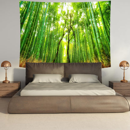 Delur Forest Pathway Tapestry Sunset Tropical Rainforest Nature Tree Tapestry Wall Hanging Sunrise Scenic Natural Green Landscape Headboard for Bedroom Living Room Home Decor (70.8" x 92.5")