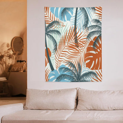 ICMOLYYENLO Palm Leaf Tapestry Wall Hanging, Tropical Leaves Plant Jungle Green Hawaiian Art Home Decor for Guest Bedroom Living Room Dormitory 50x60 Inch