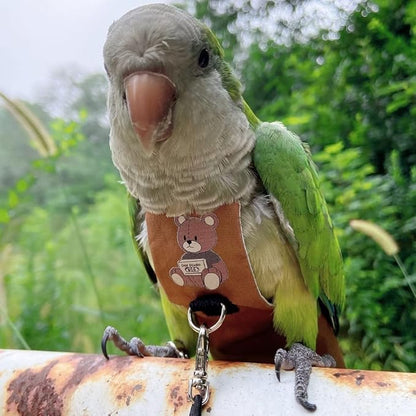 Bird Diaper Harness Flight Suit Clothes, Parrot Flight Suit with Leash for Parrot, Bird Flying Clothes with Rope and Handle for Outdoor Activities Training (Sun Conure,Without Leash)