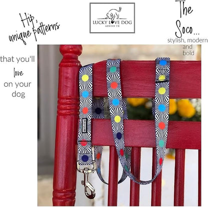 Lucky Love Dog, SOCO Collar - Large, Multicolor, Nylon, Unique Patterns, Adult Dogs, 15-25" Neck Size