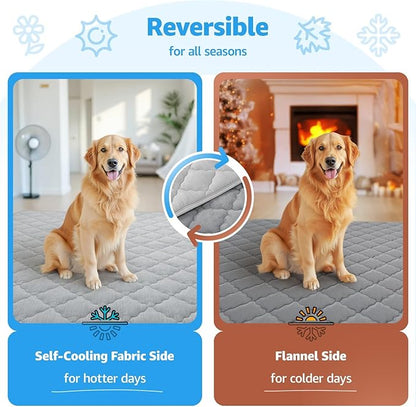 LOOBANI Dog Cooling Mat for Large Dogs - Dog Cooling Pad Durable, Cool Blanket Machine Washable, Large Pet Cool Mat for Outdoor, Indoor (Grey, 36"x56")