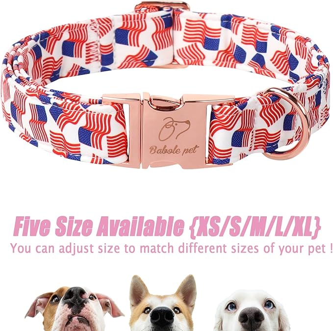 American Flag Dog Collar - 4th of July Dog Dog Collars for Puppy & Tiny Dogs, Adjustable Independence Day Metal Buckle Patriotic Dog Collar XS