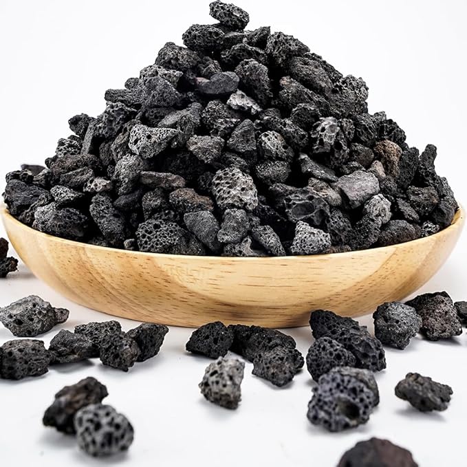 TOYPOPOR 6lb Black Lava Rock for Plants, Natural Horticultural Volcanic Grit, Cactus Succulents Bonsai Stones, Crushed Potting Gravel for Drainage Planter, Terrarium Decor, Gardening Soil Additive