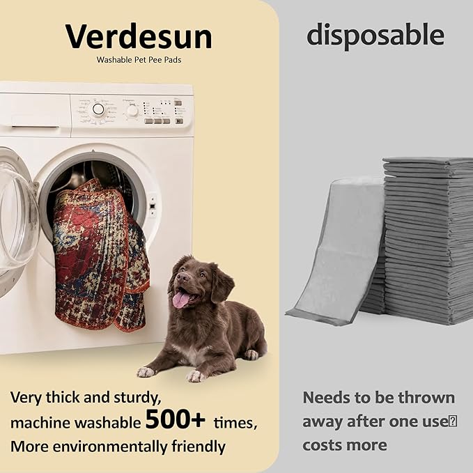 Washable Pee Pads for Dogs, Reusable Puppy Potty Training Pads, Ultra-Absorbent Thick Waterproof Leak-Proof Non-Slip Pads & Mat for Crate, Playpen, Floor, Whelping & Housebreaking , 2 Pack 24"x36"