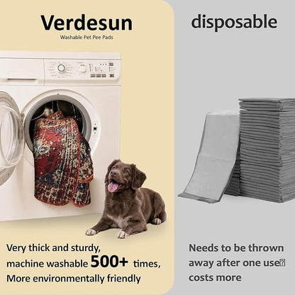Washable Pee Pads for Dogs, Reusable Puppy Potty Training Pads, Ultra-Absorbent Thick Waterproof Leak-Proof Non-Slip Pads & Mat for Crate, Playpen, Floor, Whelping & Housebreaking , 2 Pack 24"x36"