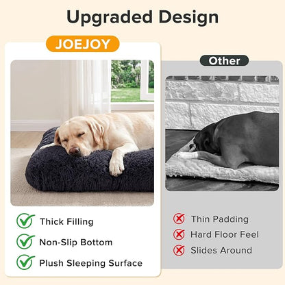 JOEJOY Dog Bed Crate Pad, Deluxe Plush Washable Dog Beds Fulffy Soft Kennel Pad Anti-Slip Pet Sleeping Mat for Small Dogs, 23" x 18", Dark Grey