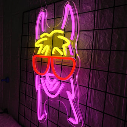 Llama With Red Glasses Neon Sign for Wall Decor Llama Neon Light Cool Animal Neon Light Sign Dimmable USB Powered Colorful LED Neon Sign for Bedroom Zoo Home Bar Pub Animal Lover Restaurant