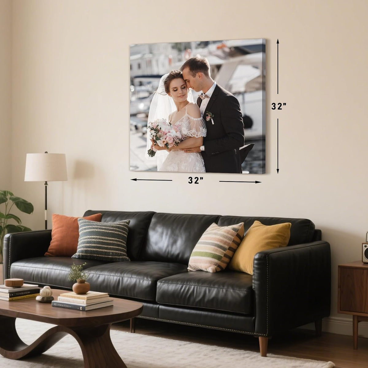 Personalized Custom Canvas Prints with Your Photos & Text, Customized Picture Print, Transform Own Images Into Framed Wall Art Digitally Printed Photo to Canvas, Keepsakes Gifts for Family 16x16’’