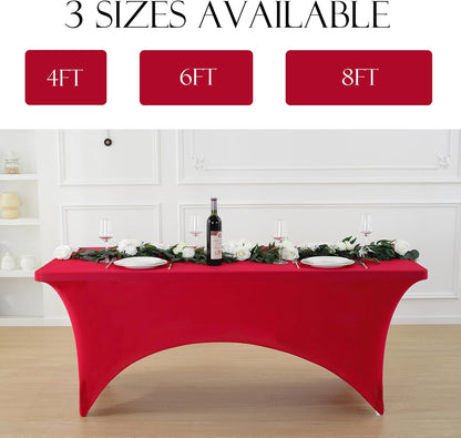 Craft And Party 2 Pack 6ft Red Spandex Tablecloth – Fitted Stretch Cover – Universal Fit for Folding Tables – Wrinkle-Free, Washable – Ideal for Parties, Weddings, Events