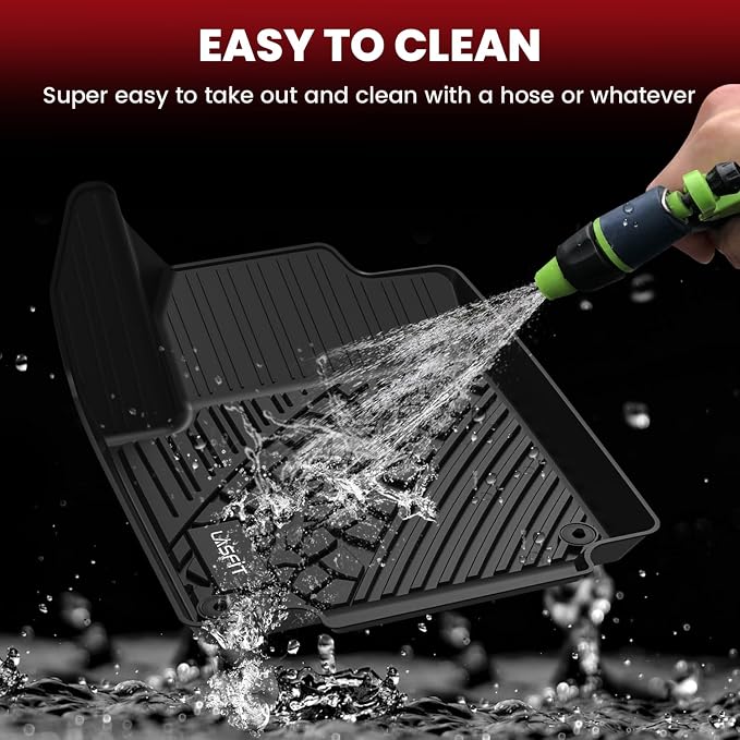 LASFIT Floor Mats for Jeep Cherokee 2015-2023 (Not Fit with Raised Dead Pedal) All Weather TPE Custom Fit Car Mats Floor Liners 1st & 2nd Row, Black