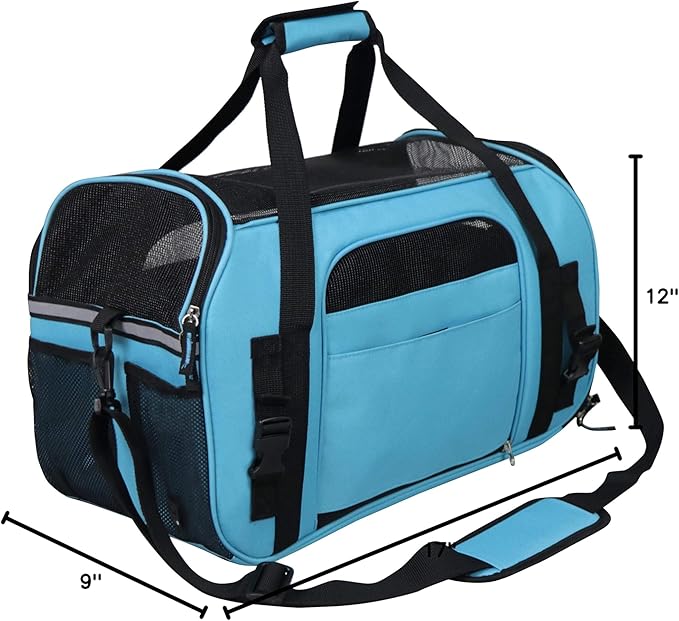 EliteField Soft Sided Pet Carrier (3 Year Warranty, Airline Approved), Multiple Sizes and Colors Available (Medium: 17.0" L x 9.0" W x 12.0" H, Sky Blue)