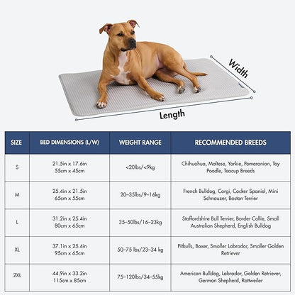 Spark Paws Cooling Mat for Dogs - Self Cooling Dog Mat & Pet Cooling Pad for Large, Medium & Small Dogs - Non-Toxic, Non-Gel Washable Cooling Bed - Waffle Grey - Size L