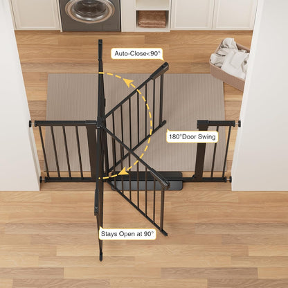 Cumbor 36" Extra Tall Baby Gate for Stairs, 29.7-48" Wide Dog Gates for Doorways, Auto Close Safety Gate for Babies and Pets, Easy Install, Pressure Mounted, Fits Doorways, Stairs, Entryways, Black