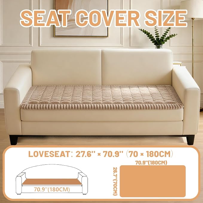 Couch Cover for Dogs Washable,Non Slip Fuzzy Durable Pet Friendly Cozy | Soft Slipcovers for 3 Cushion Sofa Cover,Plush Thick Protector Fits Mat Bed Leather & Fabric Couches (Brown 27.6"x70.9")