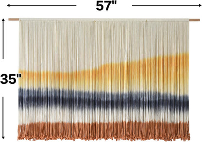 Flber Macrame Wall Hanging Extra Large Dip-Dyed Coastal Tapestry Boho Wall Decor for Living Room Bedroom Above Couch 57" W x 35" L