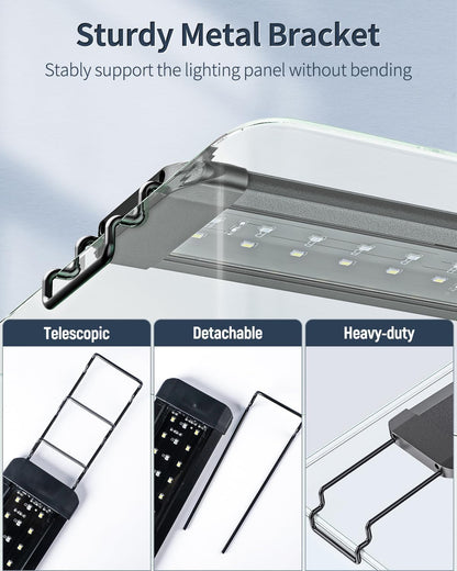Pawfly 11 W Terrarium Light for 12" to 18" Terrarium Extendable Reptile Tank Light with Full Spectrum Brilliant White Blue Red Lights with Day & Night Modes and Adjustable Brightness