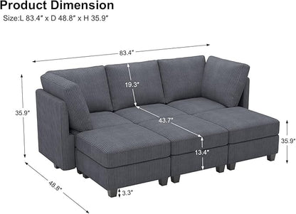 Belffin Modular Sectional Sofa Sectional Sleeper Sofa with Storages Sofa Bed Sectional Couches for Living Room (Dark Grey)