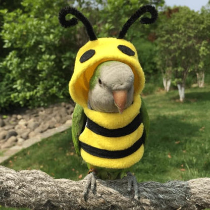 Bird Costume Diaper Flight Suit Bee Shape Hoodie Clothes Cosplay Photo Prop for Parrots Parakeet Cockatiel Sun Conure, Small Animals Apparel (Bee Without Diaper, Large), Green (BPF1)