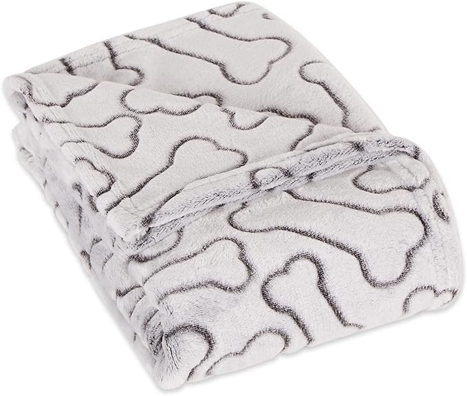 Bone Dry Embossed Bone Collection, Pet Blanket, 36x48, Black