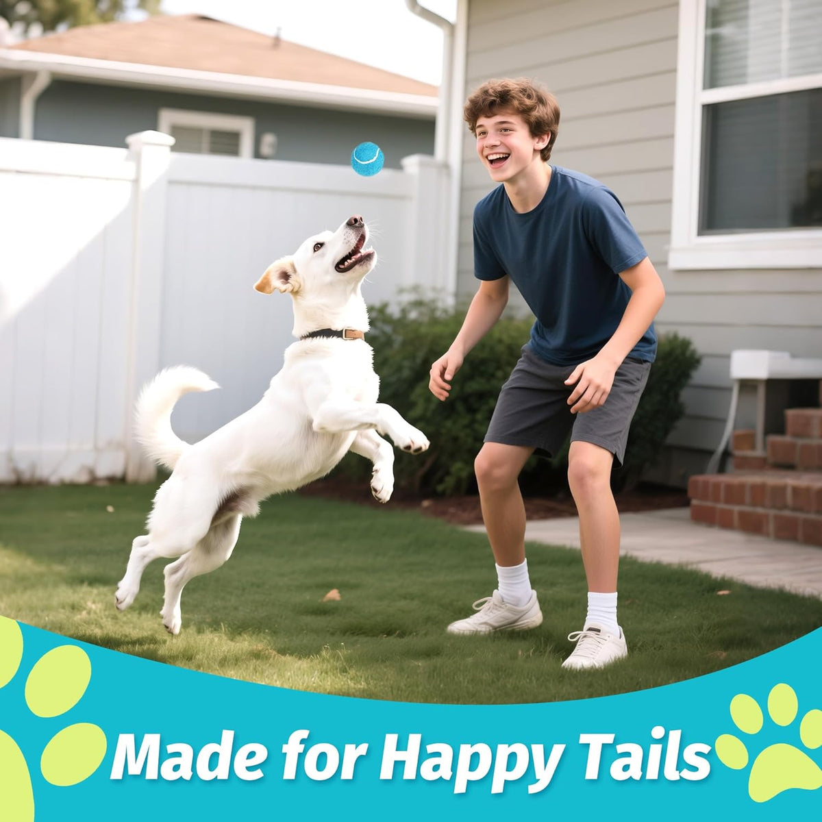Prime Pets Tennis Balls for Dogs, 2.5 Inch, 12 Pack, Squeaky Dog Toy, Interactive Pet Fetch Ball for Medium and Large Dogs, Squeaky Dog Toys