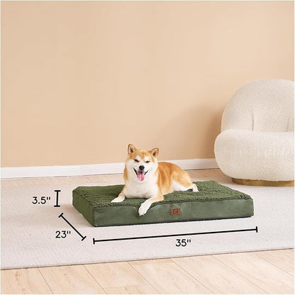 EHEYCIGA Orthopedic Foam Dog Bed for Large Dogs, 35"L x 23"W x 3.5"Th, Dark Green