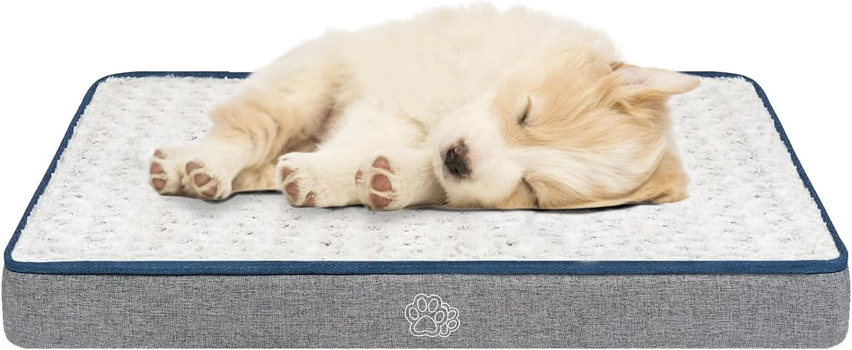 EMPSIGN Reversible Cool and Warm Dog Bed for Crate Pad, Pet Beds with Washable and Removable Cover, Dogs Crate Bed Sleeping Mats, Bed for Dog Crate for Large Medium Small Dogs, Grey