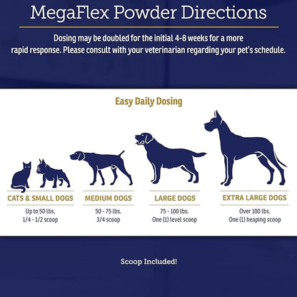 Rx Vitamins MegaFlex - Glucosamine Sulfate with MSM - Cat & Dog Hip and Joint Supplement - Contains Vitamin C and Sea Cucumber - Supports Joint Health and Flexibility - 600g