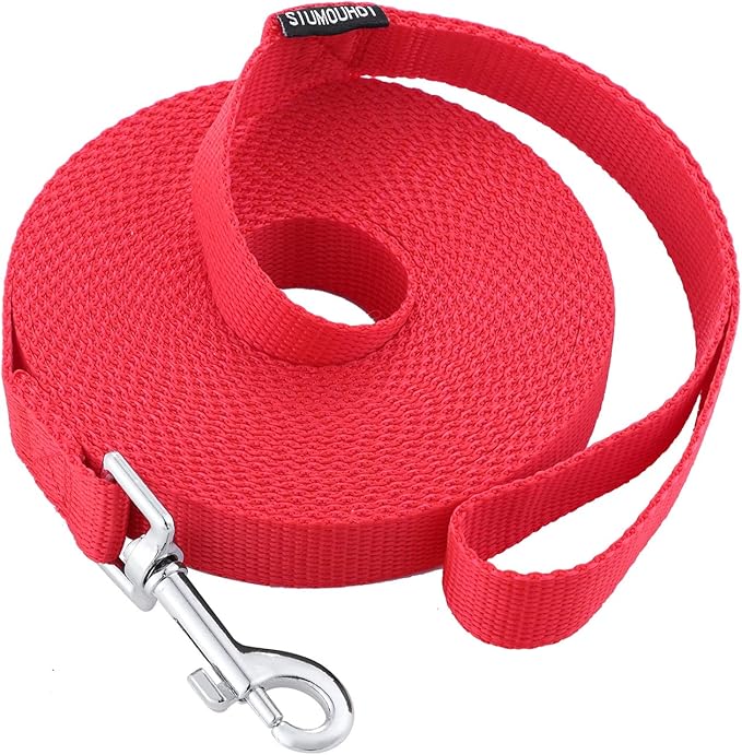 Dog/Puppy Obedience Recall Training Agility Lead - 15ft 20ft 30ft 40ft 50ft Training Leash - Great for Play, Camping, or Backyard - Red 20ft (20Feet, Red)