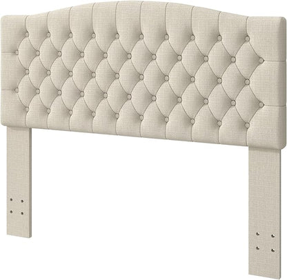Queen Headboard Only, Upholstered Headboard Queen for Adjustable Bed Linen Tufted Queen/Full Size Wall Mounted Head Board with Solid Wood Legs Head Board, Ivory