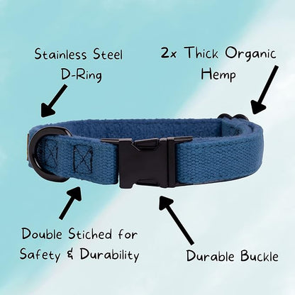 Pawsitive Hemp Dog Collar - Super Soft Hypoallergenic Lining. Great for Small, Medium and Large Dogs; Small Rosemary Red