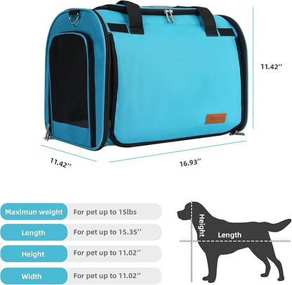 TWDEPART Cat Carrier Backpack - Multifunctional, Firm & Foldable with Roll-Up Shade, Breathable Design Includes Collapsible Bowl and Cushion (Blue)