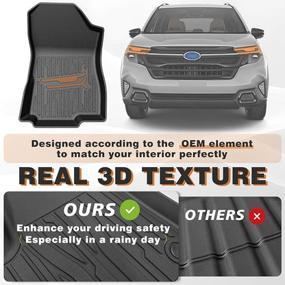 TripleAliners Floor Mats 1st & 2nd Row Compatible with 2025 2026 Subaru Forester Accessories TPE All-Weather Protection Floor Liner Anti Slip (Won't Fit Hybrid)