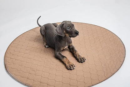 Reusable Dog Pee Pad, Washable Waterproof Round 60 in Mat, 1 Pack | 60-inch round washable waterproof pee pad, reusable slip-resistant mat for dog potty training and whelping with quick-dry