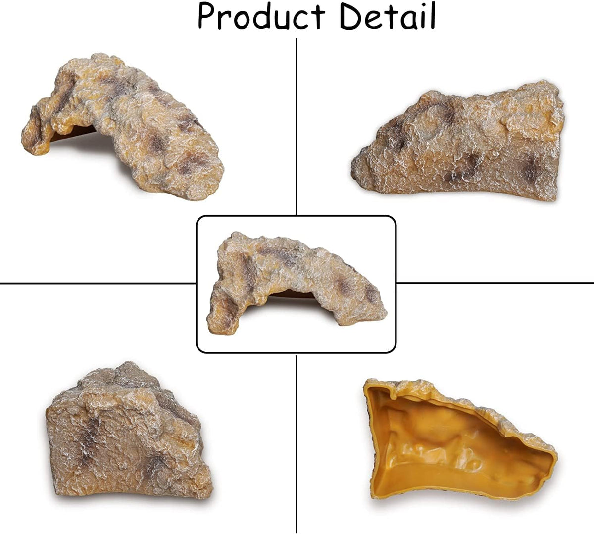 Reptile Hides Large Rock Reptile Cave Hideout Terrarium Habitat Decor Ornament Shelter for Snake Geckos Lizards Bearded Dragon Turtle Frogs Amphibians