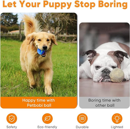 Petbobi Active Rolling Ball for Dogs - 2025 New Upgrade 2 Modes Interactive Dog Toys, USB Rechargeable Motion Activated Self Moving, Durable Pet Ball for Small Medium Large Breeds, LED Light, Blue