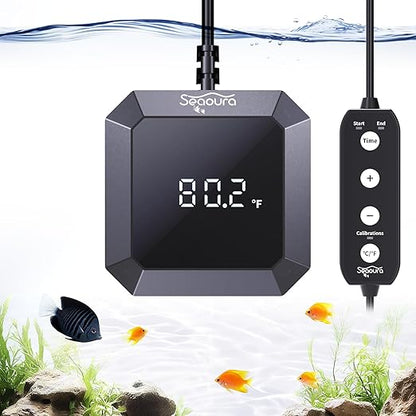 Aquarium Thermometer Submersible, Digital Fish Tank Thermometers with USB for GlassTank, Aquariums Temperature Gauge ±1℉ Accurate, Suitable for Fish, Turtle, Saltwater or Freshwater, 6.56ft Power Cord