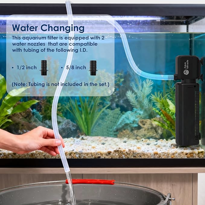 AquaMiracle Aquarium U-V Filter for Green Water Control with Timer, with Filter Sponge, Fish Tank Filter Turtle Filter with Aeration/Rainfall Mode for 40-150 Gallon Aquariums Freshwater and Saltwater