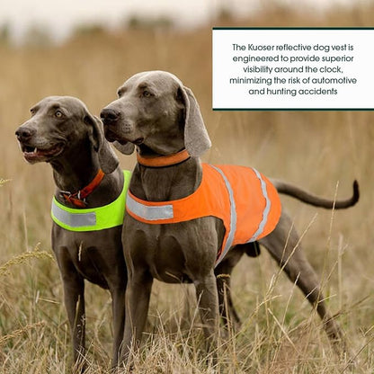 Kuoser Reflective Dog Vest, High Visibility Safety Vest for Medium to Large Dogs, Lightweight Pet Reflective Vests for Hunting Outdoor Activities Walking at Night, Blaze Orange L
