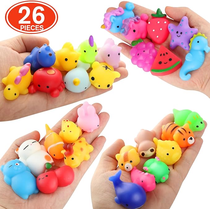 nobasco Squishies, 26 Pack Mochi Squishy Toys - Kawaii Cat Squishys Slow Rising Animals - Party Favors, Goodie Bag, Birthday Gifts, Mini Squishies Stress Reliever Toy