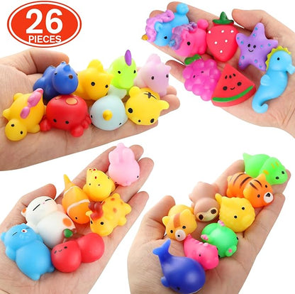 nobasco Squishies, 26 Pack Mochi Squishy Toys - Kawaii Cat Squishys Slow Rising Animals - Party Favors, Goodie Bag, Birthday Gifts, Mini Squishies Stress Reliever Toy