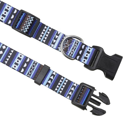 Dog Collar with Bohemia Floral Tribal Geometric Patterns - Soft Ethnic Style Collar Adjustable for Small Medium Large Dogs (Bohemian Blue,XS)