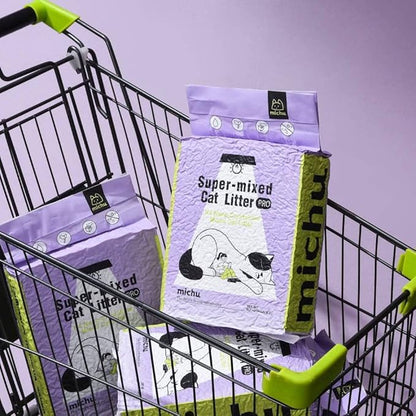 Michu Tofu Cat Litter Natural Clumping Tofu Cat Litter 5.5lb/88oz 5 Scents (Greentea + Mixed, 2 Pack)