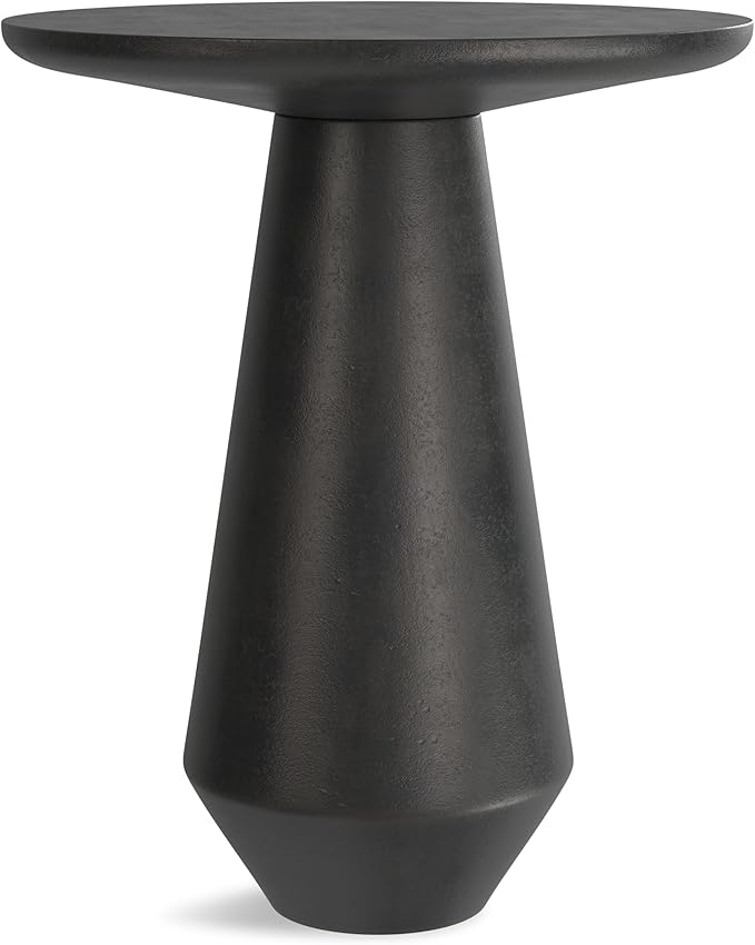 SIMPLIHOME Gloria Metal Side Table - 16 inch Wide Solid Metal Round Cast Aluminum Accent Table in Graphite, Contemporary End Table for Living Room with Powder-Coated Finish, Assembled