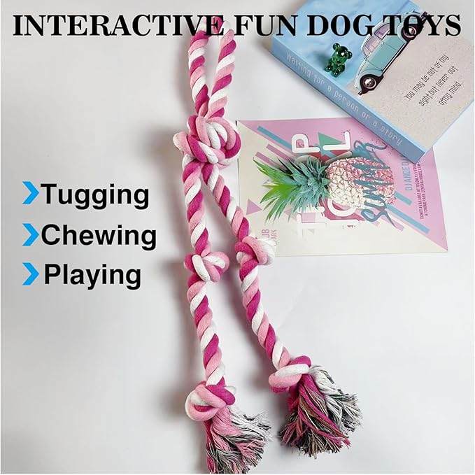 Rope Toy for Dogs，Large Dog Rope Toys for Aggressive Chewers, Heavy Duty Dog Toys for Large Medium Breed, Indestructible Tough Chew Toys Tug of War Dog Toy Cotton Rope for Teeth Cleaning